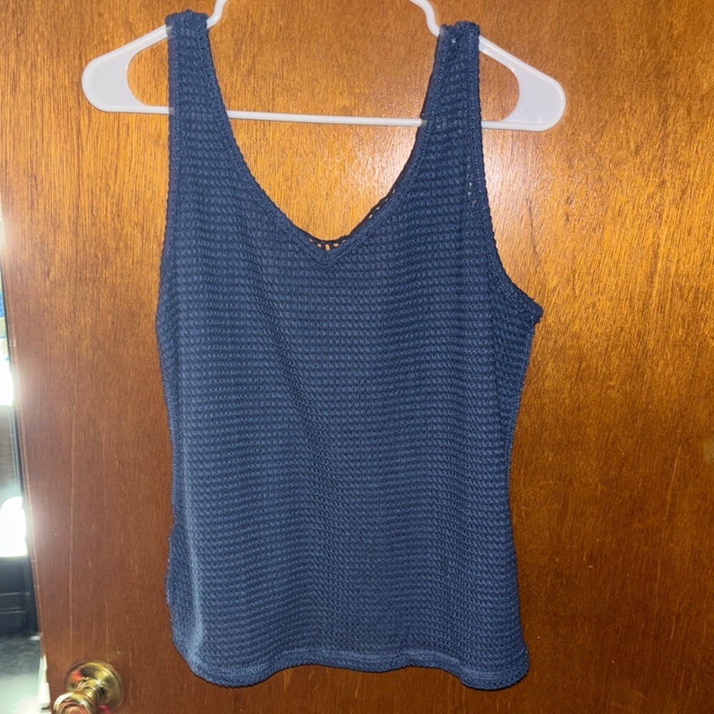 SHEIN Blue Ribbed Sleeveless Tank Top